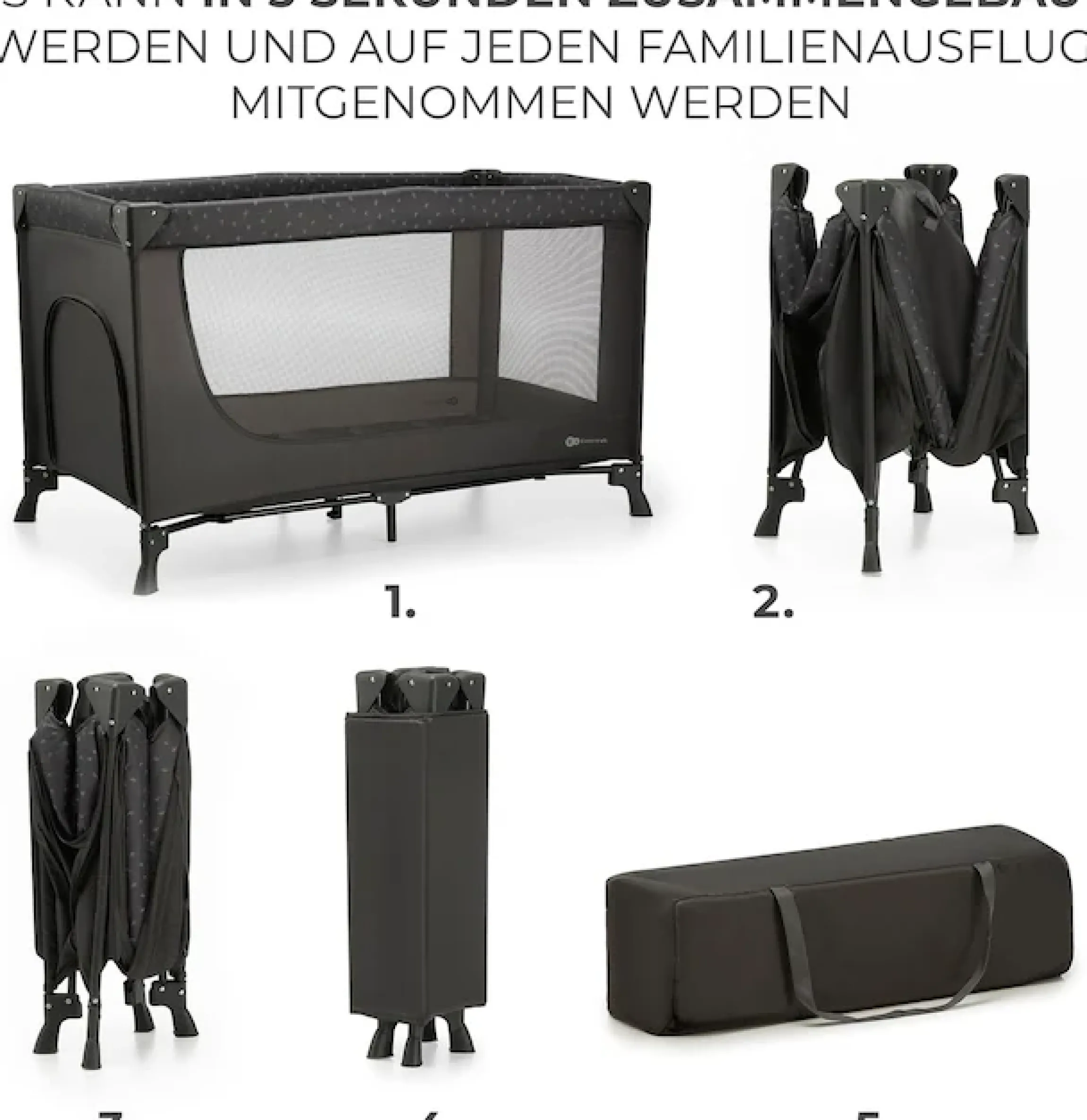 Kinderkraft Baby-Reisebett »2in1 JOY LIGHT, grau« mit Tragetasche