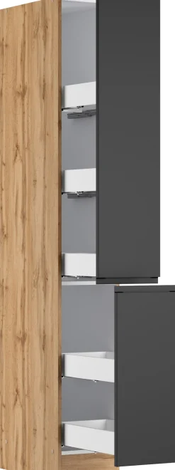 KOCHSTATION Apothekerschrank »KS-Virginia,neu in verbesserter Ausführung« Stauraum, Softclose,Breite 30 cm, Höhe 200 cm, 2 Auszüge, Soft-Close-Funktion
