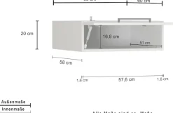 KOCHSTATION Aufsatzschrank »Luna, Hängeschrank, Küchenhängeschrank, Made in Italy« B/T/H: 60×60×20 cm, zusätzlicher Stauraum über der Arbeitsfläche