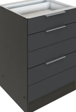 KOCHSTATION Auszugsunterschrank »KS-Luhe« 60 cm breit, hochwertige MDF-Fronten mit waagerechter Lisene