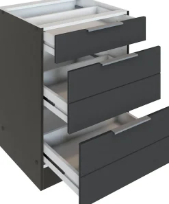 KOCHSTATION Auszugsunterschrank »KS-Luhe« 60 cm breit, hochwertige MDF-Fronten mit waagerechter Lisene