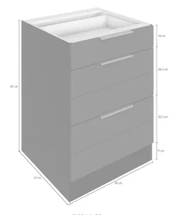 KOCHSTATION Auszugsunterschrank »KS-Luhe« 60 cm breit, hochwertige MDF-Fronten mit waagerechter Lisene