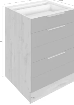 KOCHSTATION Auszugsunterschrank »KS-Luhe« 60 cm breit, hochwertige MDF-Fronten mit waagerechter Lisene
