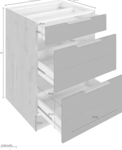 KOCHSTATION Auszugsunterschrank »KS-Luhe« 60 cm breit, hochwertige MDF-Fronten mit waagerechter Lisene