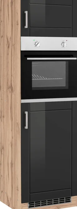 KOCHSTATION Backofenumbauschrank »KS-Tinnum« 60 cm breit, 200 cm hoch, Metallgriffe, MDF Fronten, für Backofen