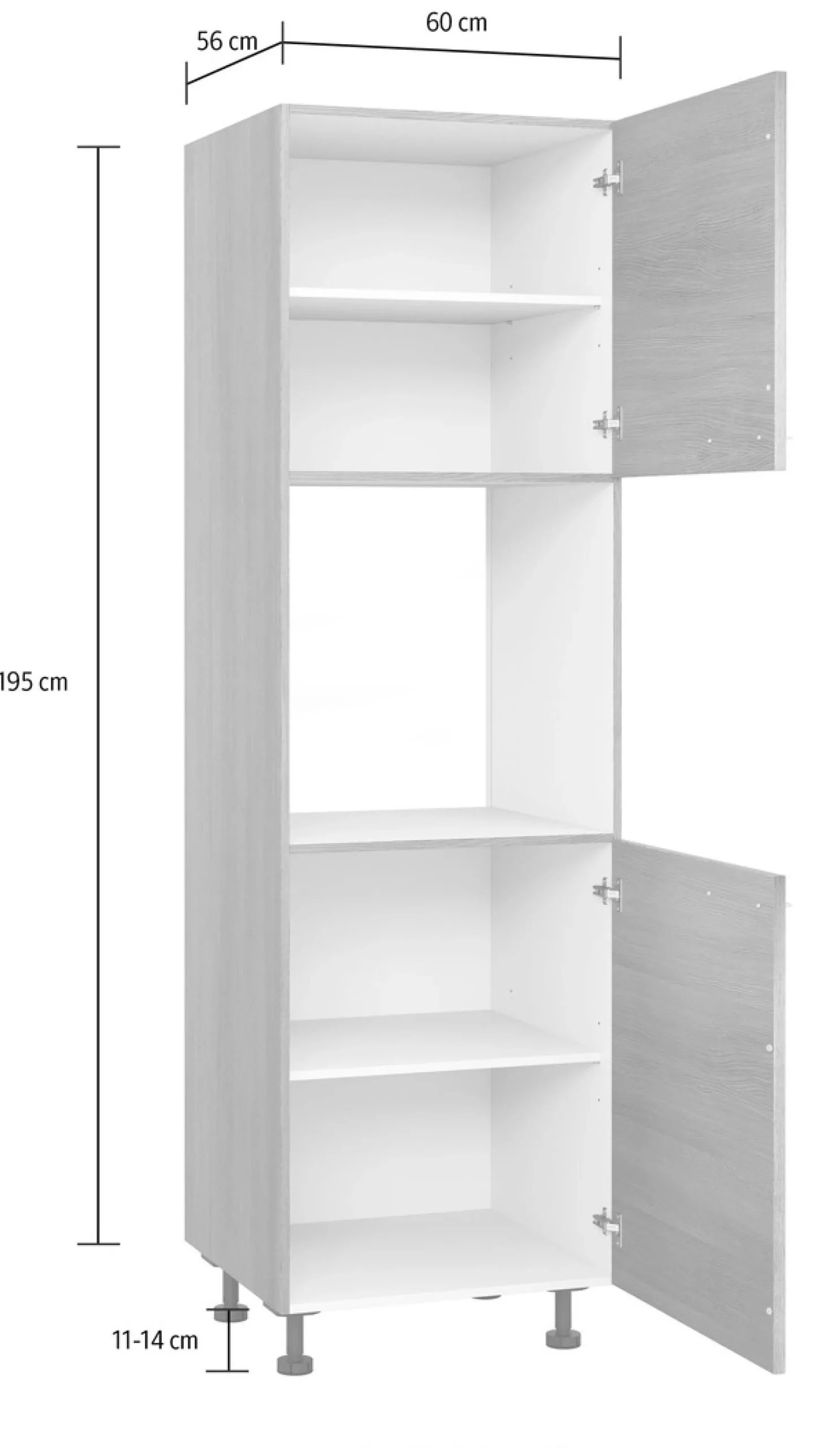 KOCHSTATION Backofenumbauschrank »KS-Trea SB-195-3« mit zwei Türen und zwei Einlegeböden, Höhe 195 cm
