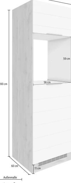 KOCHSTATION Backofenumbauschrank »KS-Luhe« 60 cm breit, hochwertige MDF-Fronten mit waagerechter Lisene