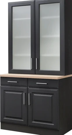 KOCHSTATION Küchenbuffet »KS-Stockholm« hochwertige MDF-Fronten, 2 Glasrahmentüren, 200 cm hoch, viel Stauraum