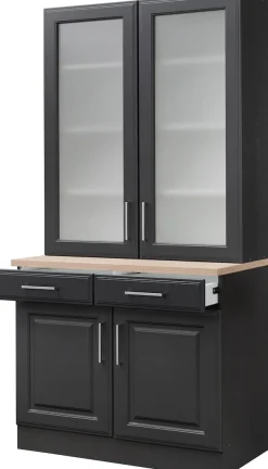KOCHSTATION Küchenbuffet »KS-Stockholm« hochwertige MDF-Fronten, 2 Glasrahmentüren, 200 cm hoch, viel Stauraum