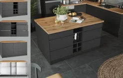 KOCHSTATION Kücheninsel »KS-Bruneck, Breite 153 cm« MDF-Fronten, Arbeitsplatte 38mm stark