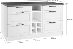 KOCHSTATION Kücheninsel »KS-Lani, Breite 153 cm, mit Flaschenregal« MDF-Fronten, Arbeitsplatte 38mm stark