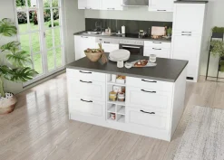 KOCHSTATION Kücheninsel »KS-Lani, Breite 153 cm, mit Flaschenregal« MDF-Fronten, Arbeitsplatte 38mm stark