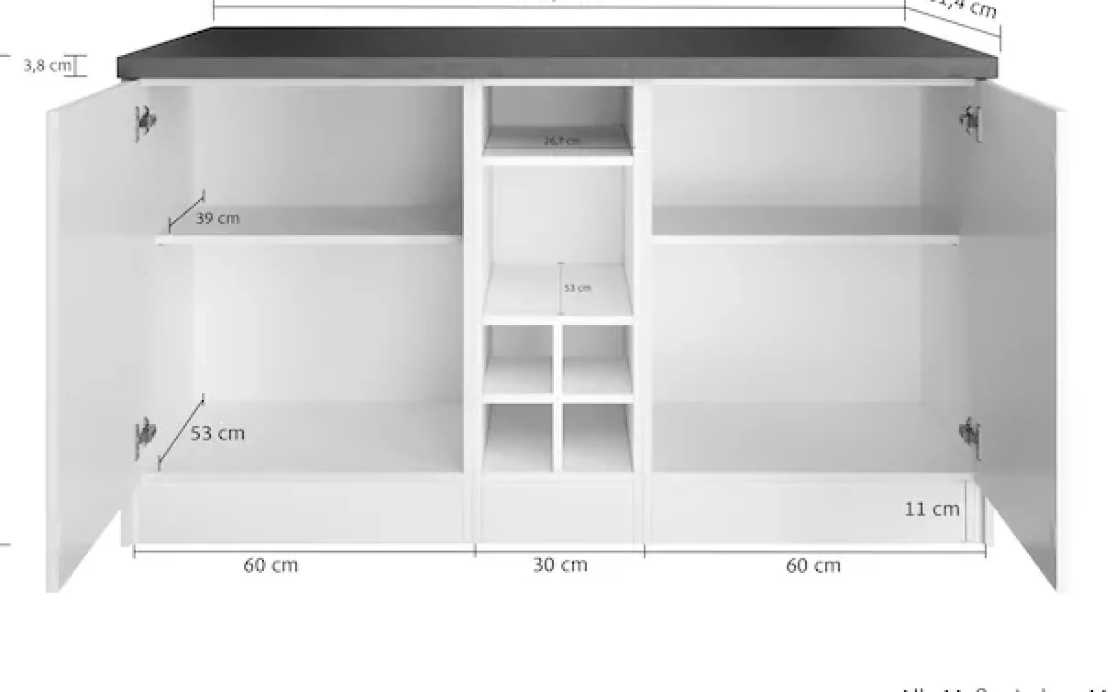 KOCHSTATION Kücheninsel »KS-Lani, Breite 153 cm, mit Flaschenregal« MDF-Fronten, Arbeitsplatte 38mm stark