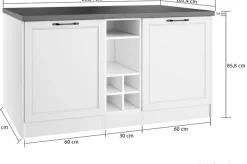 KOCHSTATION Kücheninsel »KS-Lani, Breite 153 cm, mit Flaschenregal« MDF-Fronten, Arbeitsplatte 38mm stark