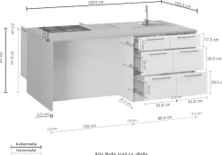 KOCHSTATION Kücheninsel »KS-Luna Breite 200 cm, Höhe 90 cm« Breite 200 cm, wahlweise mit Hanseatic-E-Geräten