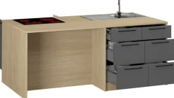 KOCHSTATION Kücheninsel »KS-Luna Breite 200 cm, Höhe 90 cm« Breite 200 cm, wahlweise mit Hanseatic-E-Geräten