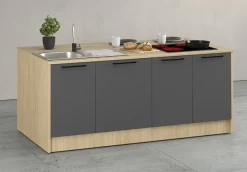 KOCHSTATION Kücheninsel »KS-Luna Breite 200 cm, Höhe 90 cm« Breite 200 cm, wahlweise mit Hanseatic-E-Geräten