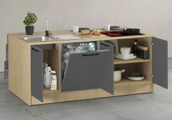 KOCHSTATION Kücheninsel »KS-Luna Breite 200 cm, Höhe 90 cm« Breite 200 cm, wahlweise mit Hanseatic-E-Geräten