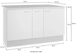 KOCHSTATION Kücheninsel »KS-Lucy« Breite 151 cm, Soft-Close, höhenverstellbare Füße, Metallgriffe