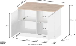 KOCHSTATION Kücheninsel »KS-Sole« Breite 125 cm, mit 2 Türen