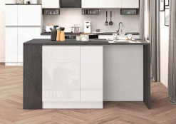 KOCHSTATION Kücheninsel »KS-Sole, Kochinsel, Küchenarbeitsblock, Arbeitsinsel, Made in Italy« Breite 167,5 cm, 2 Apothekerauszüge, 2 Essplätze, 1 offenes Regal