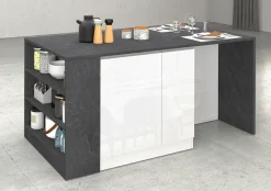 KOCHSTATION Kücheninsel »KS-Sole, Kochinsel, Küchenarbeitsblock, Arbeitsinsel, Made in Italy« Breite 167,5 cm, 2 Apothekerauszüge, 2 Essplätze, 1 offenes Regal
