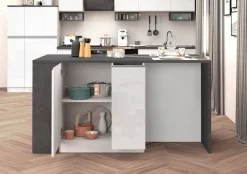 KOCHSTATION Kücheninsel »KS-Sole, Kochinsel, Küchenarbeitsblock, Arbeitsinsel, Made in Italy« Breite 167,5 cm, 2 Apothekerauszüge, 2 Essplätze, 1 offenes Regal