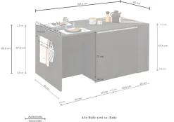 KOCHSTATION Kücheninsel »KS-Sole, Kochinsel, Küchenarbeitsblock, Arbeitsinsel, Made in Italy« Breite 167,5 cm, 2 Apothekerauszüge, 2 Essplätze, 1 offenes Regal