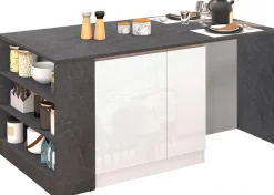 KOCHSTATION Kücheninsel »KS-Sole, Kochinsel, Küchenarbeitsblock, Arbeitsinsel, Made in Italy« Breite 167,5 cm, 2 Apothekerauszüge, 2 Essplätze, 1 offenes Regal