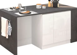 KOCHSTATION Kücheninsel »KS-Sole, Kochinsel, Küchenarbeitsblock, Arbeitsinsel, Made in Italy« Breite 167,5 cm, 2 Apothekerauszüge, 2 Essplätze, 1 offenes Regal