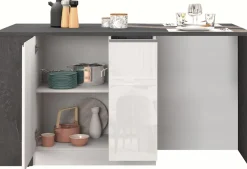 KOCHSTATION Kücheninsel »KS-Sole, Kochinsel, Küchenarbeitsblock, Arbeitsinsel, Made in Italy« Breite 167,5 cm, 2 Apothekerauszüge, 2 Essplätze, 1 offenes Regal