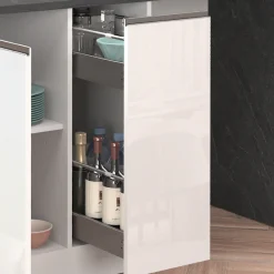 KOCHSTATION Kücheninsel »KS-Sole, Kochinsel, Küchenarbeitsblock, Arbeitsinsel, Made in Italy« Breite 167,5 cm, 2 Apothekerauszüge, 2 Essplätze, 1 offenes Regal