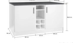 KOCHSTATION Kücheninsel »KS-Toronto« Breite 153 cm, MDF-Fronten, Flaschenregal