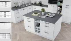 KOCHSTATION Kücheninsel »KS-Toronto« Breite 153 cm, MDF-Fronten, Flaschenregal