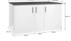 KOCHSTATION Kücheninsel »KS-Toronto« Breite 153 cm, MDF-Fronten, Flaschenregal