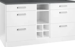 KOCHSTATION Kücheninsel »KS-Toronto« Breite 153 cm, MDF-Fronten, Flaschenregal