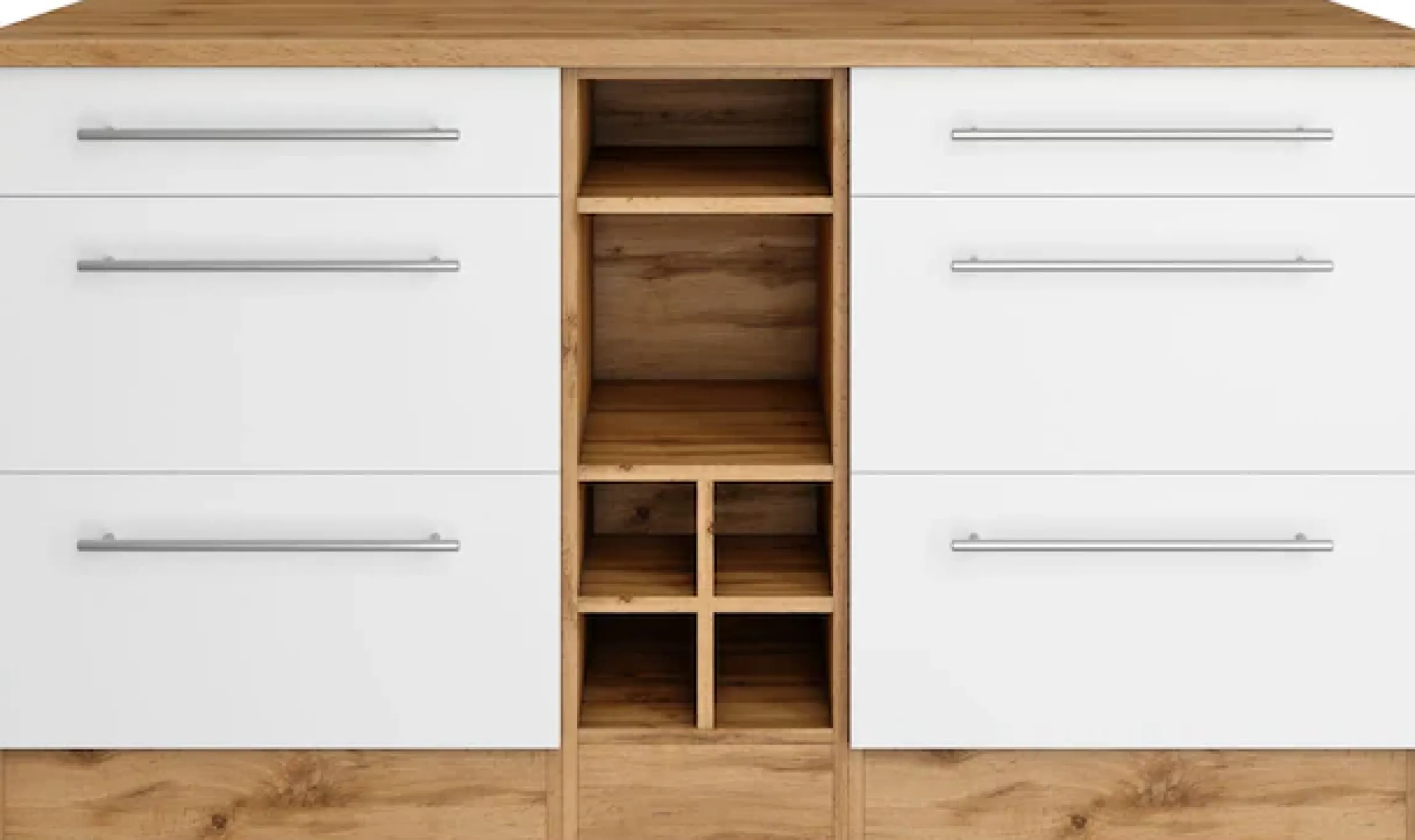 KOCHSTATION Kücheninsel »KS-Wien« Breite 153 cm, MDF-Fronten, Flaschenregal