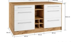 KOCHSTATION Kücheninsel »KS-Wien« Breite 153 cm, MDF-Fronten, Flaschenregal