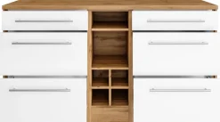 KOCHSTATION Kücheninsel »KS-Wien« Breite 153 cm, MDF-Fronten, Flaschenregal