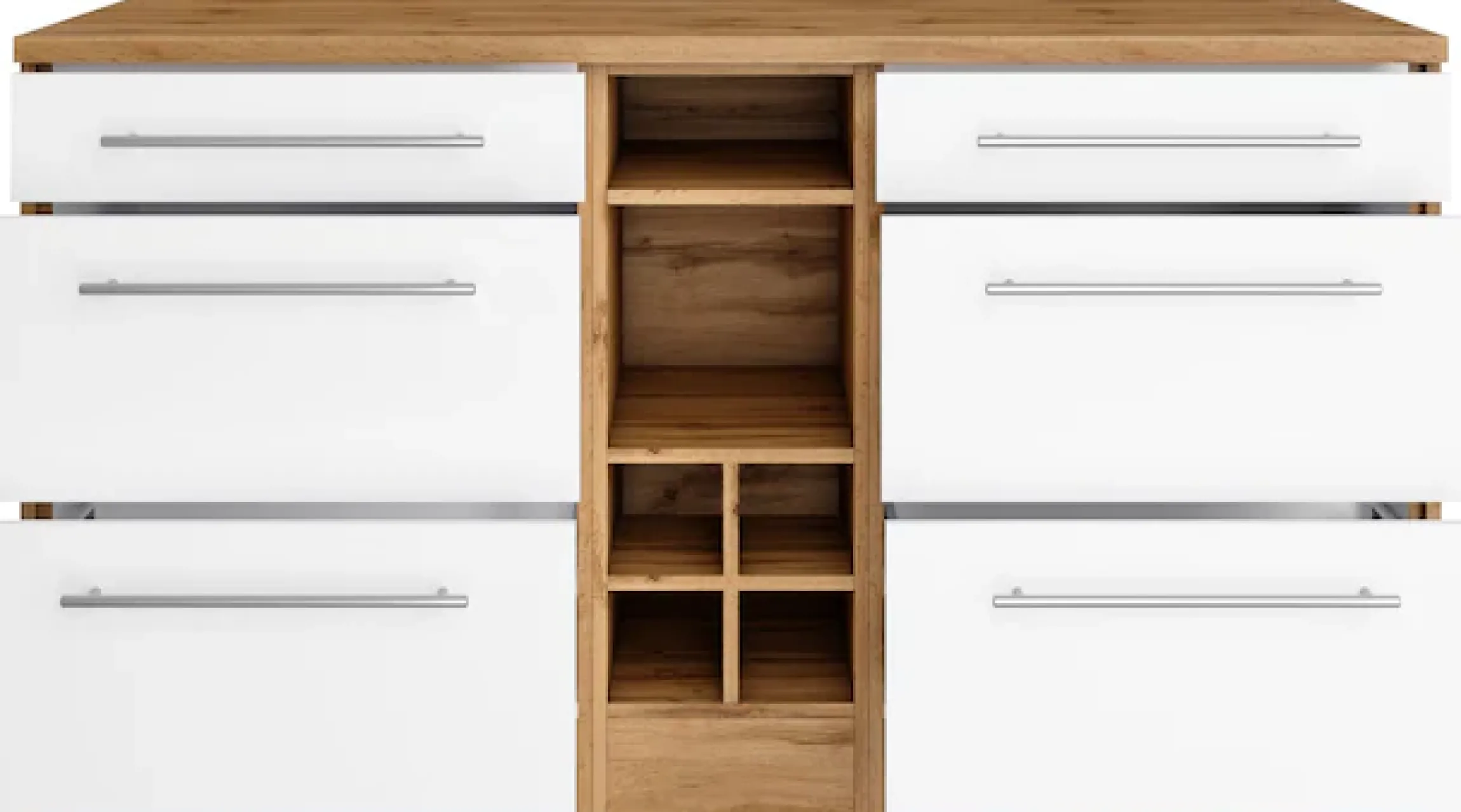 KOCHSTATION Kücheninsel »KS-Wien« Breite 153 cm, MDF-Fronten, Flaschenregal