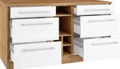 KOCHSTATION Kücheninsel »KS-Wien« Breite 153 cm, MDF-Fronten, Flaschenregal