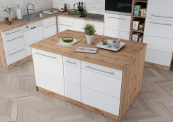 KOCHSTATION Kücheninsel »KS-Wien« Breite 153 cm, MDF-Fronten, Flaschenregal