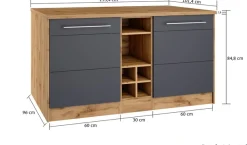 KOCHSTATION Kücheninsel »KS-Wien« Breite 153 cm, MDF-Fronten, Flaschenregal