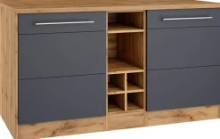 KOCHSTATION Kücheninsel »KS-Wien« Breite 153 cm, MDF-Fronten, Flaschenregal