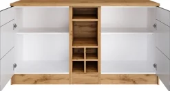 KOCHSTATION Kücheninsel »KS-Wien« Breite 153 cm, MDF-Fronten, Flaschenregal