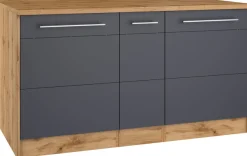 KOCHSTATION Kücheninsel »KS-Wien« Breite 153 cm, MDF-Fronten, Flaschenregal