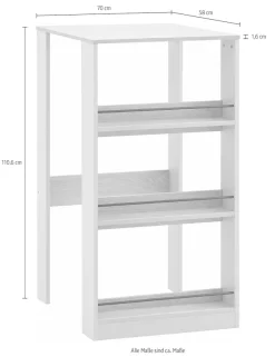 KOCHSTATION Küchentisch »KS-Kolari« 1 Stk. tlg. Breite 58 cm, mit 3 offenen Fächern