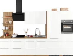 KOCHSTATION Küchenzeile »KS-Brindisi Breite 330 cm« wahlweise mit E-Geräten und Induktion, mit MDF-Fronten und Regal