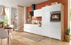 KOCHSTATION Küchenzeile »KS-Brindisi Breite 330 cm« wahlweise mit E-Geräten und Induktion, mit MDF-Fronten und Regal