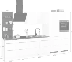 KOCHSTATION Küchenzeile »KS-Brindisi Breite 330 cm« wahlweise mit E-Geräten und Induktion, mit MDF-Fronten und Regal